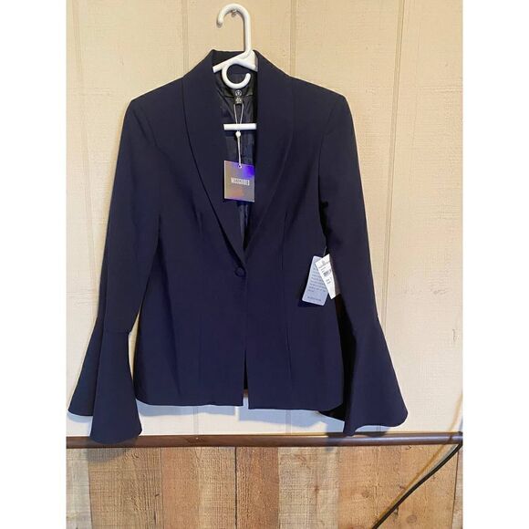Missguided Navy Jacket with Flare Sleeves in Size 4 - Picture 2 of 6